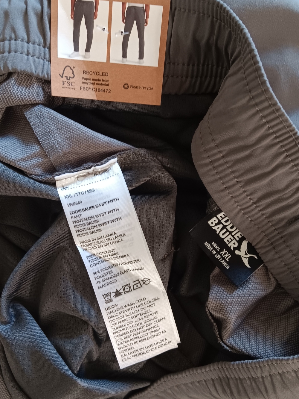 NWT Eddie Bauer Men's Gray Woven Pants Swift Myth Joggers, NEW XXL